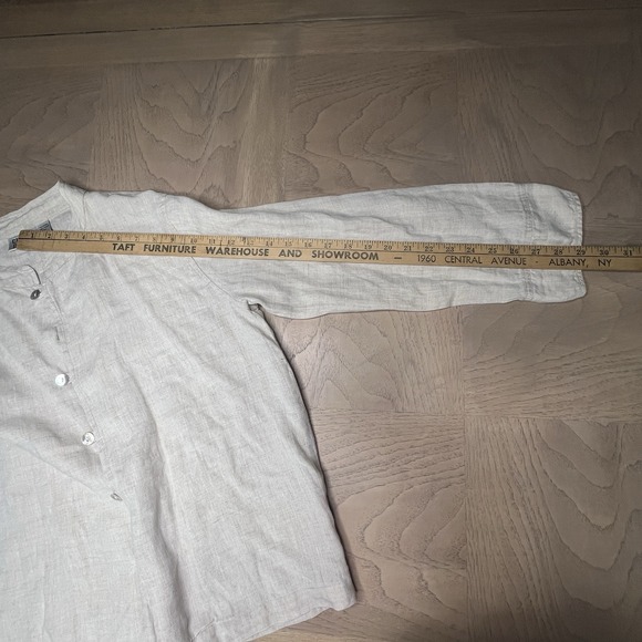 Vtg Chicos Linen Top Mandarin Collar Buttons Lagenlook Minimalist Classic Sz Med - Picture 5 of 10